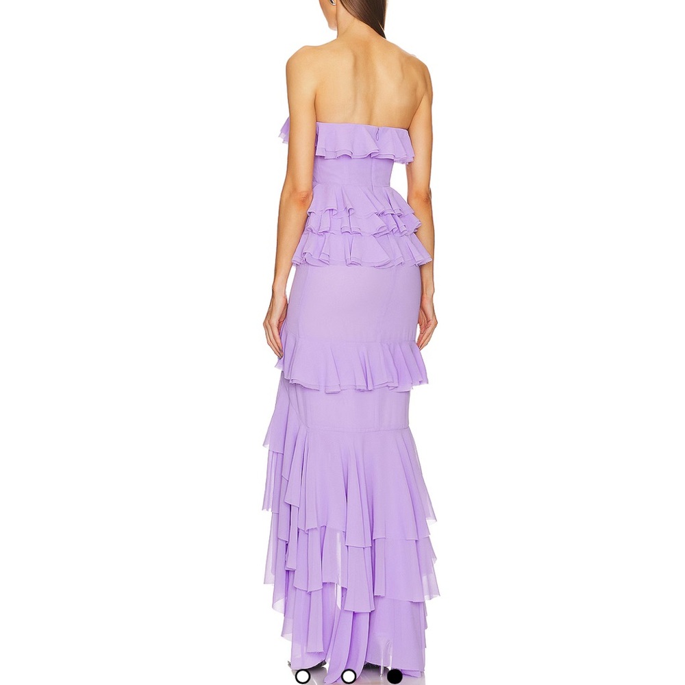 Michael Costello Strapless Lavender Ruffle Dress - Picture 3 of 8